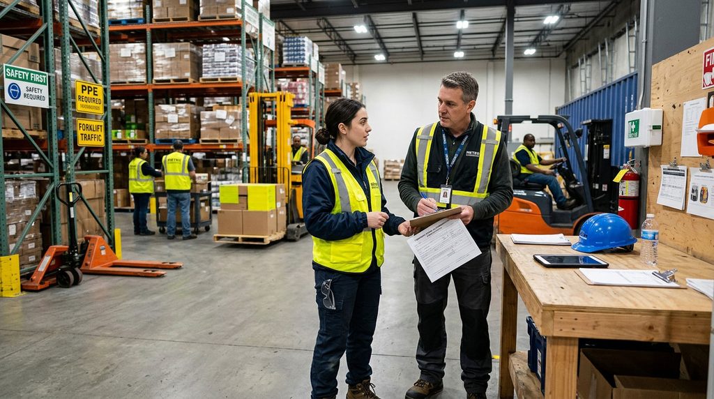 Worker discussing return-to-work restrictions after an injury
